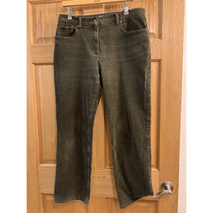 Jones New York Lexington Straight Mid Rise Olive Green Corduroy Pants 12 (34x30)